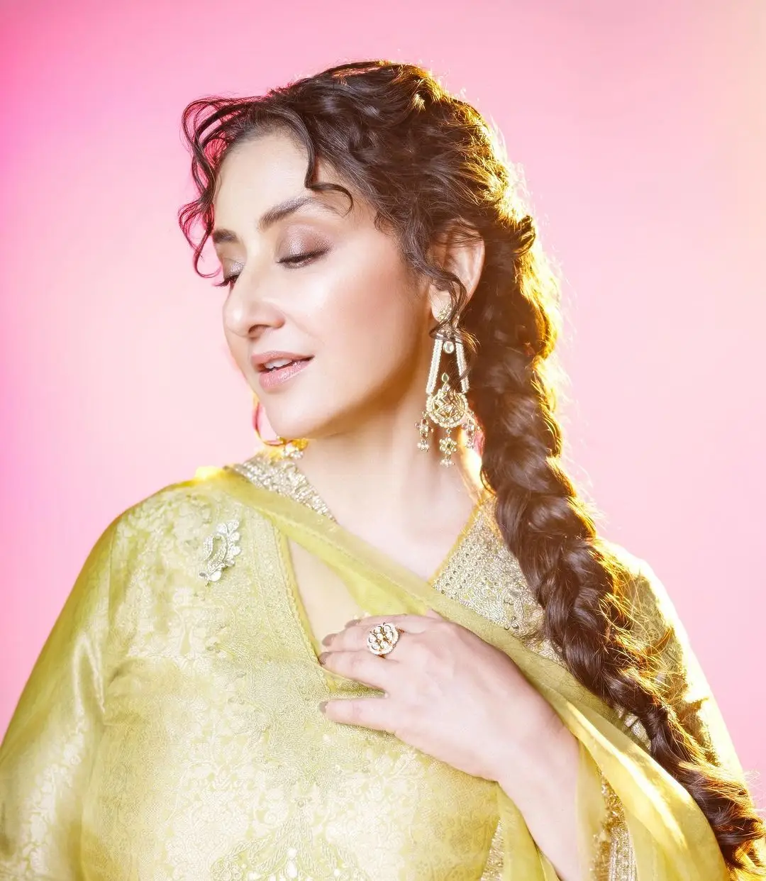 Bollywood Actress Manisha Koirala Stills in Yellow Dress